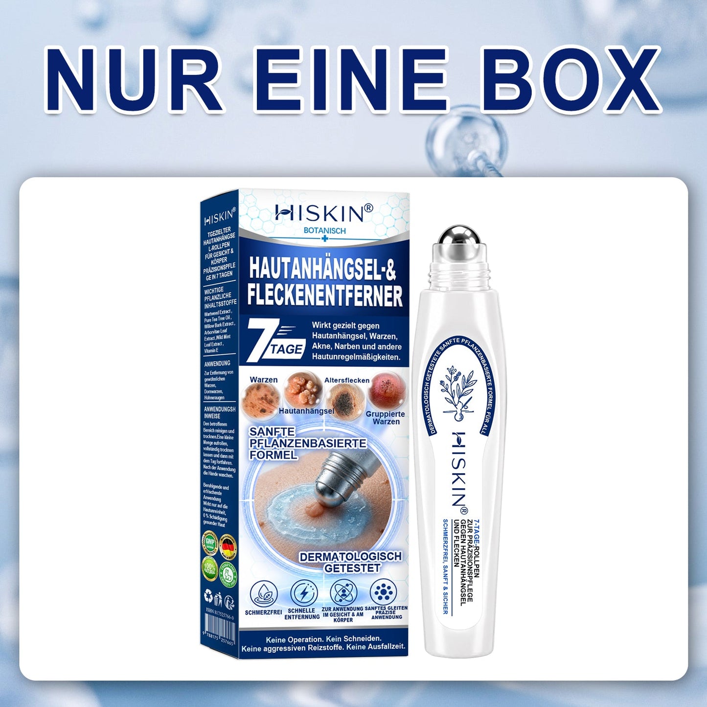 HISKIN®👩‍⚕️ 7-Tage-Hautmakel- & Hautanhängsel-Entferner Schmerzfreier Rollerball-Stift zur schonenden Entfernung von Hautanhängseln und Hautflecken – narbenfrei💛