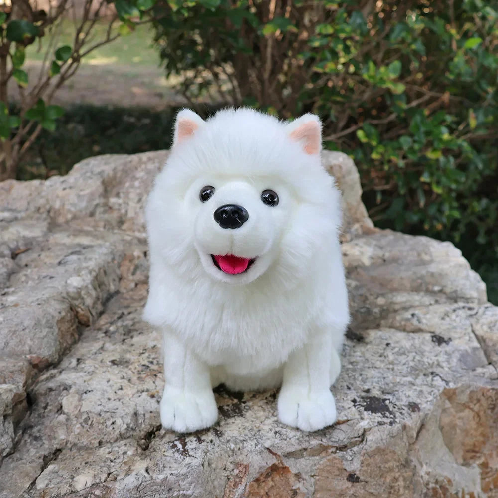 Samoyed Figure 28cm Lifelike Samoyed Stuffed Toys Cute Realistic White Dog Plush Toy ...