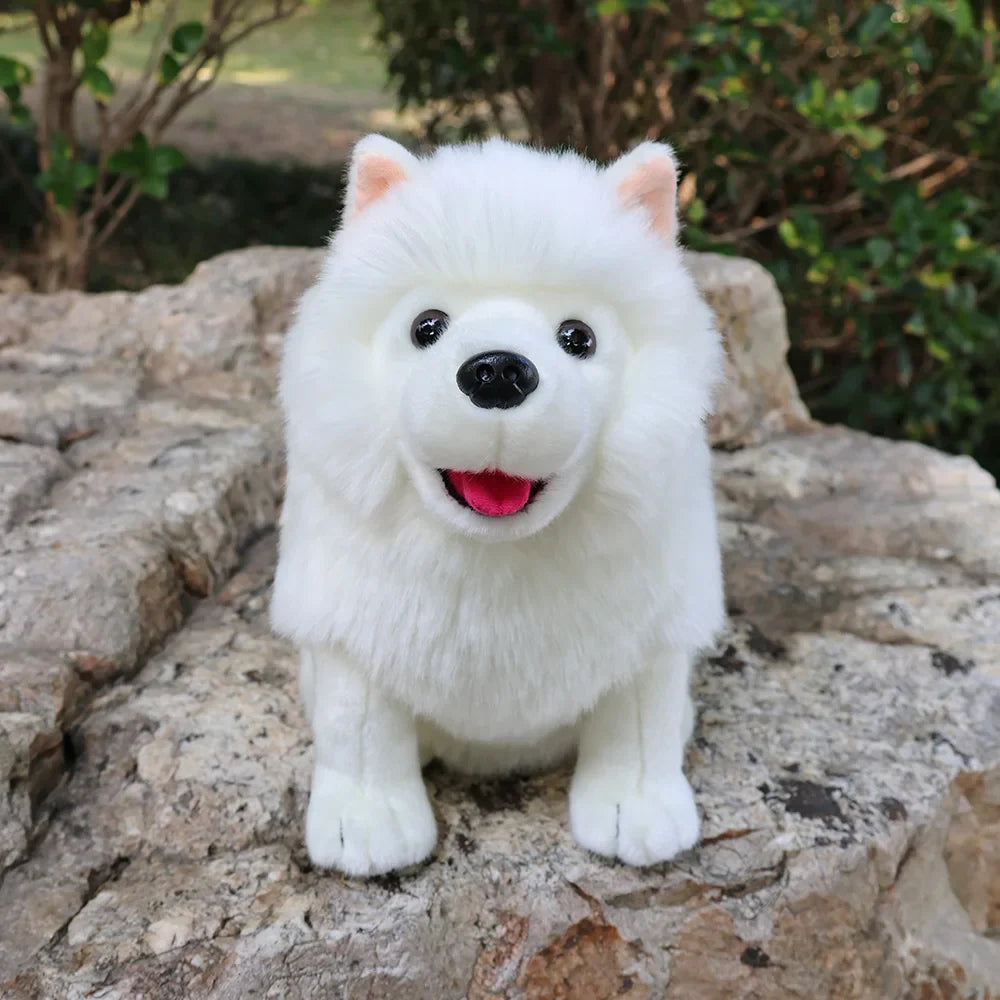 Samoyed Figure 28cm Lifelike Samoyed Stuffed Toys Cute Realistic White Dog Plush Toy ...