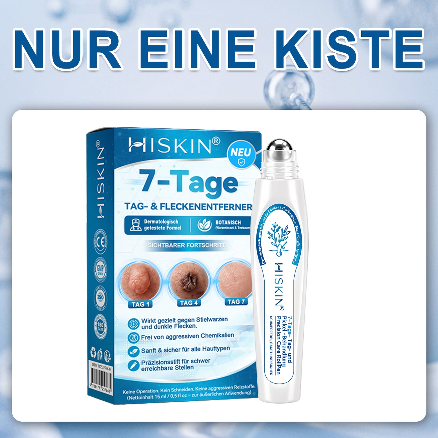 𝐇𝐈𝐒𝐊𝐈𝐍®👩‍⚕️⭐ 7-Tage-Hautmakel- & Hautanhängsel-Entferner Schmerzfreier Rollerball-Stift zur schonenden Entfernung von Hautanhängseln und Hautflecken – narbenfrei